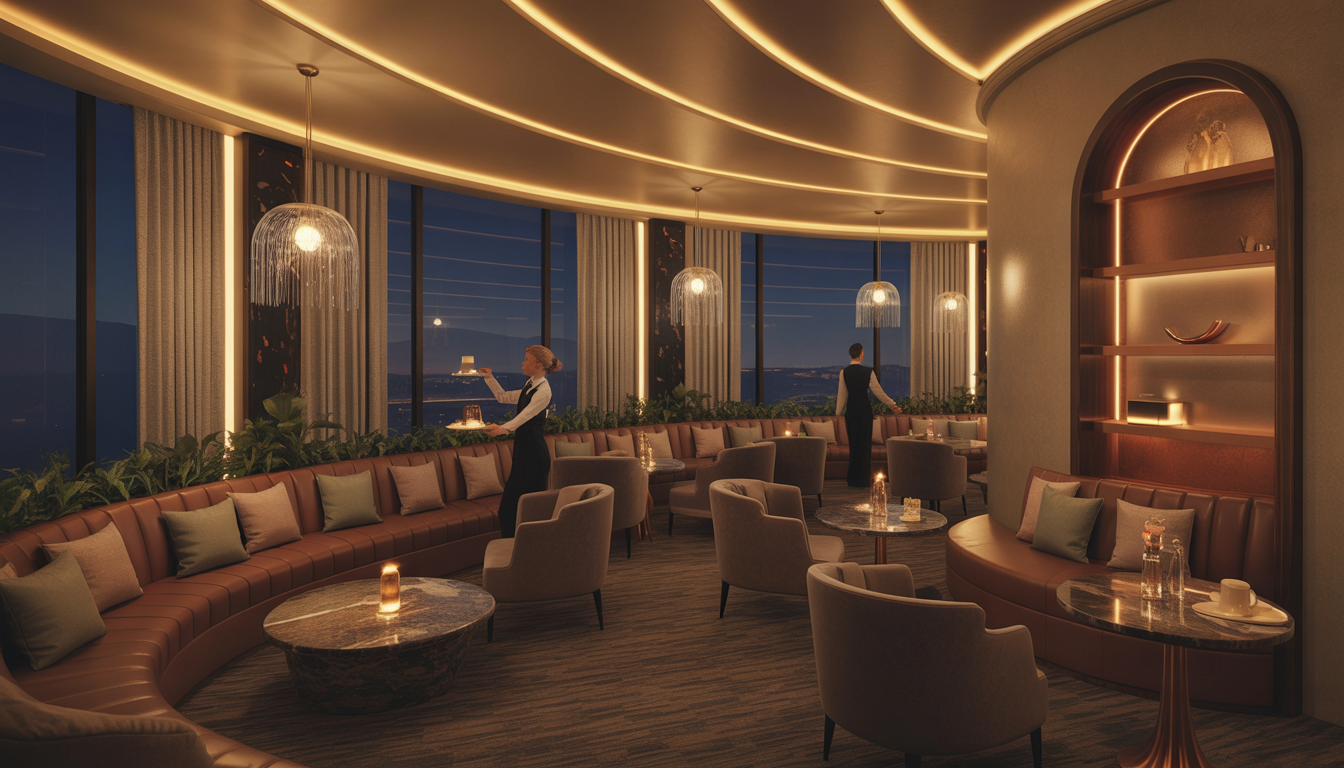 A private VIP lounge at Palazio with elegant decor and a staff member attending to guests.