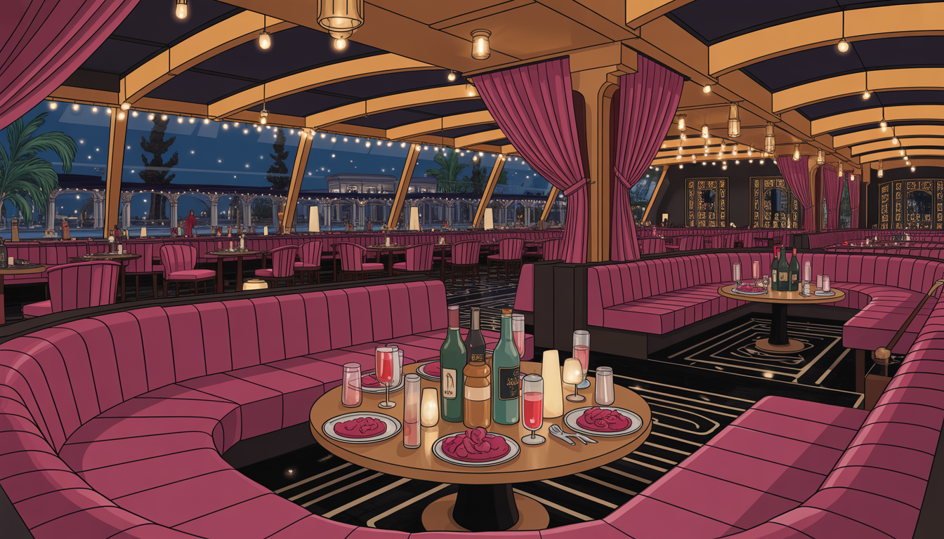 A luxurious VIP lounge at Palazio with bottle service and plush seating, highlighting a celebratory atmosphere.